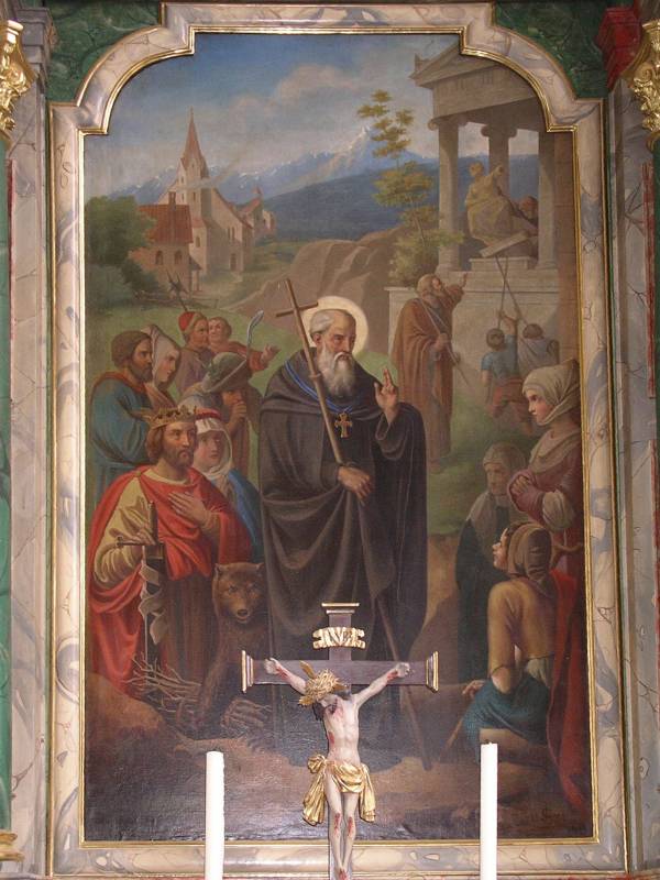 Rechter Seitenaltar: St.Gallus predigt am Bodensee