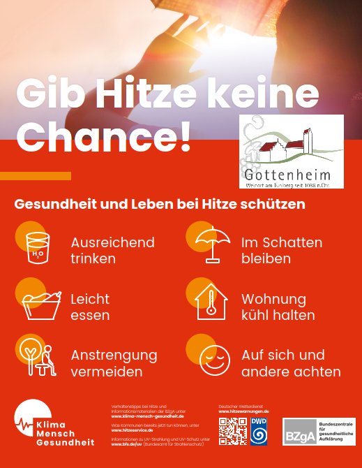 Plakat mit den 6 Tipps zum Hitzeschutz