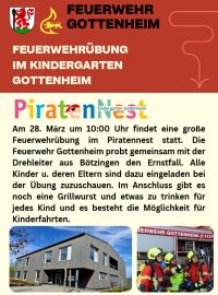 Feuerwehr übt beim Kindergarten